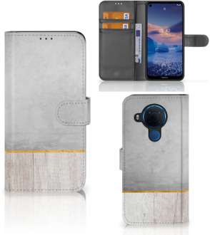 B2Ctelecom Smartphone Hoesje Nokia 5.4 Magnet Case Cadeau voor Vader Wood Concrete