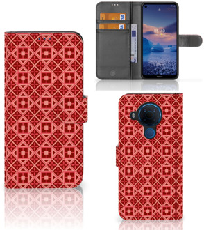 B2Ctelecom Smartphone Hoesje Nokia 5.4 Wallet Book Case Batik Red