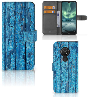 B2Ctelecom Smartphone Hoesje Nokia 7.2 | Smartphone Hoesje Nokia 6.2 Book Style Case Blauw Wood