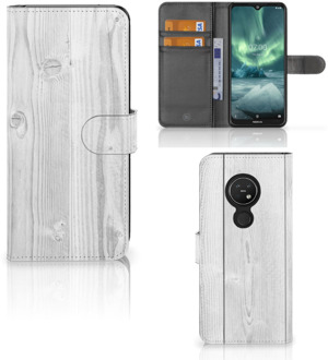 B2Ctelecom Smartphone Hoesje Nokia 7.2 | Smartphone Hoesje Nokia 6.2 Book Style Case White Wood