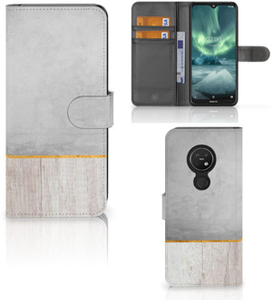 B2Ctelecom Smartphone Hoesje Nokia 7.2 | Smartphone Hoesje Nokia 6.2 Book Style Case Wood Concrete