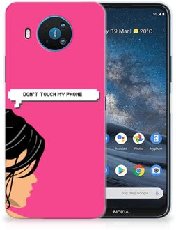 B2Ctelecom Smartphone hoesje Nokia 8.3 Back Case Siliconen Hoesje Woman Don't Touch My Phone