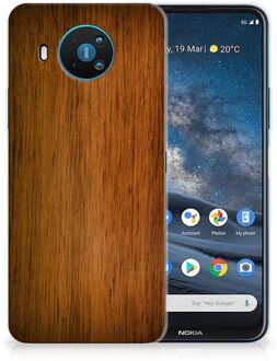 B2Ctelecom Smartphone hoesje Nokia 8.3 Leuk Case Super als Vaderdag Cadeaus Donker Hout