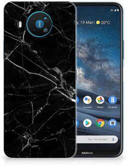 B2Ctelecom Smartphone hoesje Nokia 8.3 Transparant Hoesje Marmer Zwart