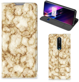 B2Ctelecom Smartphone Hoesje OnePlus 8 Book Cover Marmer Goud