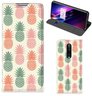 B2Ctelecom Smartphone Hoesje OnePlus 8 Leuk Bookcase Ananas