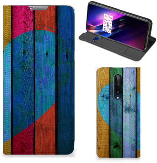 B2Ctelecom Smartphone Hoesje OnePlus 8 Mobiel Bookcase Wood Heart