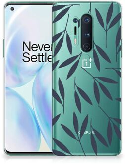 B2Ctelecom Smartphone hoesje OnePlus 8 Pro Back Case Siliconen Hoesje met Foto Leaves Blue