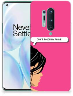 B2Ctelecom Smartphone hoesje OnePlus 8 Pro Back Case Siliconen Hoesje Woman Don't Touch My Phone