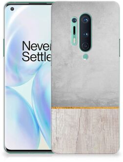 B2Ctelecom Smartphone hoesje OnePlus 8 Pro Backcase Siliconen Hoesje Wood Beton