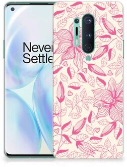 B2Ctelecom Smartphone hoesje OnePlus 8 Pro Silicone Case Roze Bloemen