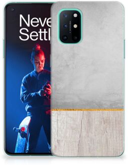 B2Ctelecom Smartphone hoesje OnePlus 8T Backcase Siliconen Hoesje Wood Beton