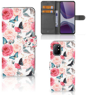 B2Ctelecom Smartphone Hoesje OnePlus 8T Flipcase Cadeautjes voor Moederdag Butterfly Roses