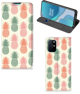 B2Ctelecom Smartphone Hoesje OnePlus 8T Leuk Bookcase Ananas