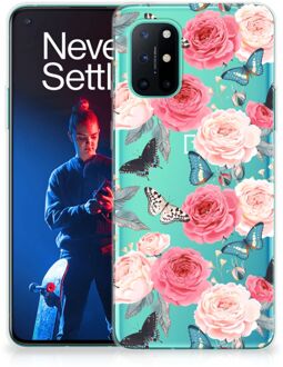 B2Ctelecom Smartphone hoesje OnePlus 8T Telefoontas Butterfly Roses