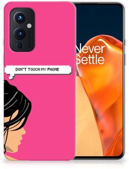 B2Ctelecom Smartphone hoesje OnePlus 9 Back Case Siliconen Hoesje Woman Don't Touch My Phone