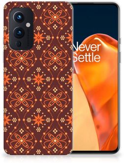 B2Ctelecom Smartphone hoesje OnePlus 9 Leuk Case Batik Brown