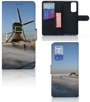 B2Ctelecom Smartphone Hoesje OnePlus 9 Pro Boekhoesje Tekst Schaatsers