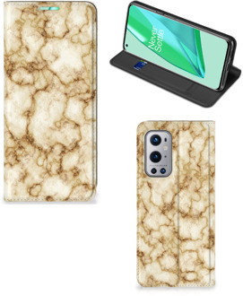 B2Ctelecom Smartphone Hoesje OnePlus 9 Pro Book Cover Marmer Goud