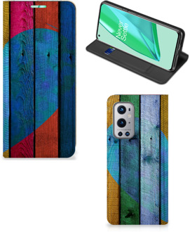 B2Ctelecom Smartphone Hoesje OnePlus 9 Pro Mobiel Bookcase Wood Heart