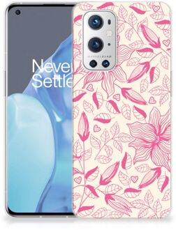 B2Ctelecom Smartphone hoesje OnePlus 9 Pro Silicone Case Roze Bloemen