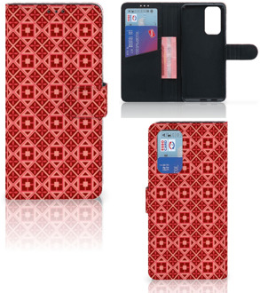 B2Ctelecom Smartphone Hoesje OnePlus 9 Pro Wallet Book Case Batik Red