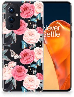 B2Ctelecom Smartphone hoesje OnePlus 9 Telefoontas Butterfly Roses