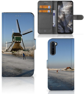 B2Ctelecom Smartphone Hoesje OnePlus Nord Boekhoesje Tekst Schaatsers