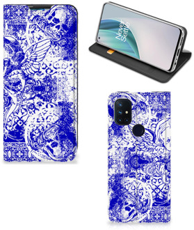 B2Ctelecom Smartphone Hoesje OnePlus Nord N10 5G Book Style Case Angel Skull Blue