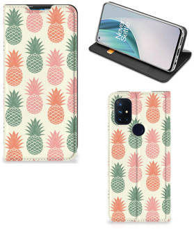 B2Ctelecom Smartphone Hoesje OnePlus Nord N10 5G Leuk Bookcase Ananas