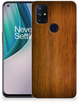 B2Ctelecom Smartphone hoesje OnePlus Nord N10 5G Leuk Case Super als Vaderdag Cadeaus Donker Hout