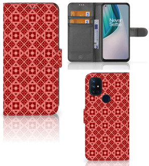 B2Ctelecom Smartphone Hoesje OnePlus Nord N10 Wallet Book Case Batik Red