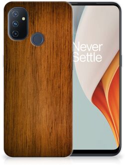 B2Ctelecom Smartphone hoesje OnePlus Nord N100 Leuk Case Super als Vaderdag Cadeaus Donker Hout