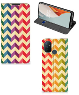 B2Ctelecom Smartphone Hoesje OnePlus Nord N100 Leuk Telefoonhoesje Zigzag Color