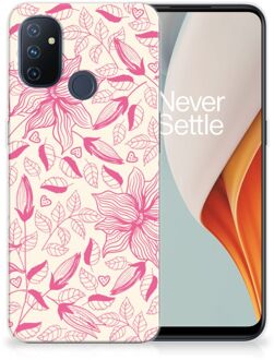 B2Ctelecom Smartphone hoesje OnePlus Nord N100 Silicone Case Roze Bloemen