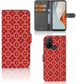 B2Ctelecom Smartphone Hoesje OnePlus Nord N100 Wallet Book Case Batik Red