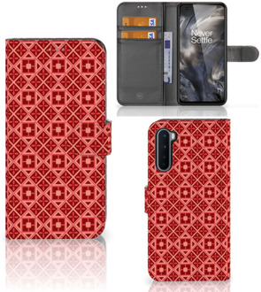 B2Ctelecom Smartphone Hoesje OnePlus Nord Wallet Book Case Batik Red