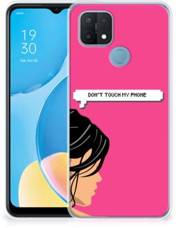 B2Ctelecom Smartphone hoesje OPPO A15 Back Case Siliconen Hoesje Woman Don't Touch My Phone