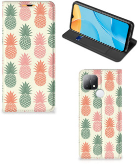 B2Ctelecom Smartphone Hoesje OPPO A15 Leuk Bookcase Ananas