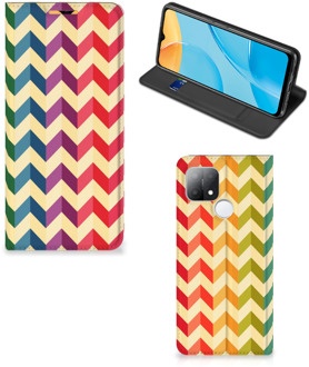 B2Ctelecom Smartphone Hoesje OPPO A15 Leuk Telefoonhoesje Zigzag Color