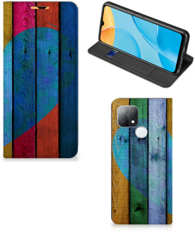 B2Ctelecom Smartphone Hoesje OPPO A15 Mobiel Bookcase Wood Heart