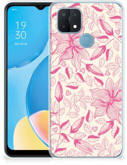 B2Ctelecom Smartphone hoesje OPPO A15 Silicone Case Roze Bloemen