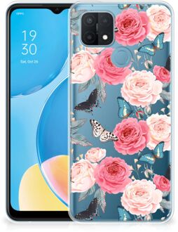 B2Ctelecom Smartphone hoesje OPPO A15 Telefoontas Butterfly Roses