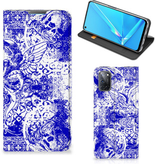 B2Ctelecom Smartphone Hoesje OPPO A52 | A72 Book Style Case Angel Skull Blue