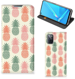 B2Ctelecom Smartphone Hoesje OPPO A52 | A72 Leuk Bookcase Ananas