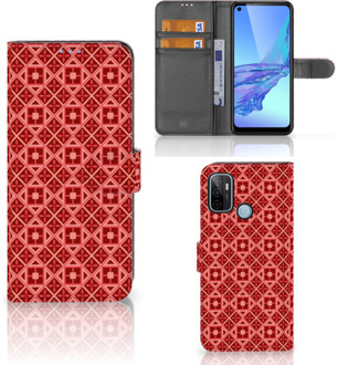 B2Ctelecom Smartphone Hoesje OPPO A53 | OPPO A53s Wallet Book Case Batik Red