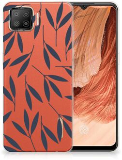 B2Ctelecom Smartphone hoesje OPPO A73 4G Back Case Siliconen Hoesje met Foto Leaves Blue