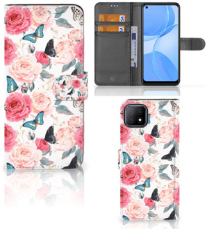 B2Ctelecom Smartphone Hoesje OPPO A73 5G Flipcase Cadeautjes voor Moederdag Butterfly Roses