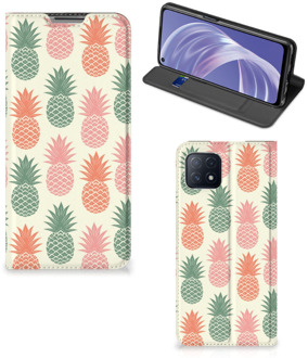 B2Ctelecom Smartphone Hoesje OPPO A73 5G Leuk Bookcase Ananas