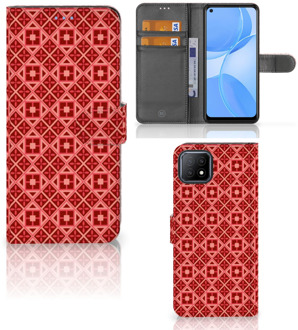 B2Ctelecom Smartphone Hoesje OPPO A73 5G Wallet Book Case Batik Red